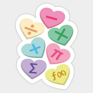 Funny Math Teachers Valentine’s Day Hearts With Math Symbols Sticker